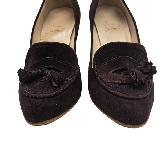 Christian Louboutin Vintage Steva Suede Leather Tassel Pumps Size 38.5/US 8.5 - Picture 5 of 11